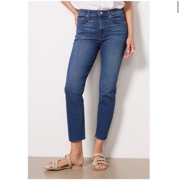 Edwin The Bree Crop slim straight Jeans in Crossroad Blue Size 27 - Picture 1 of 11